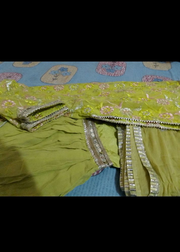 Beautiful Mehndi Green Sharara Set