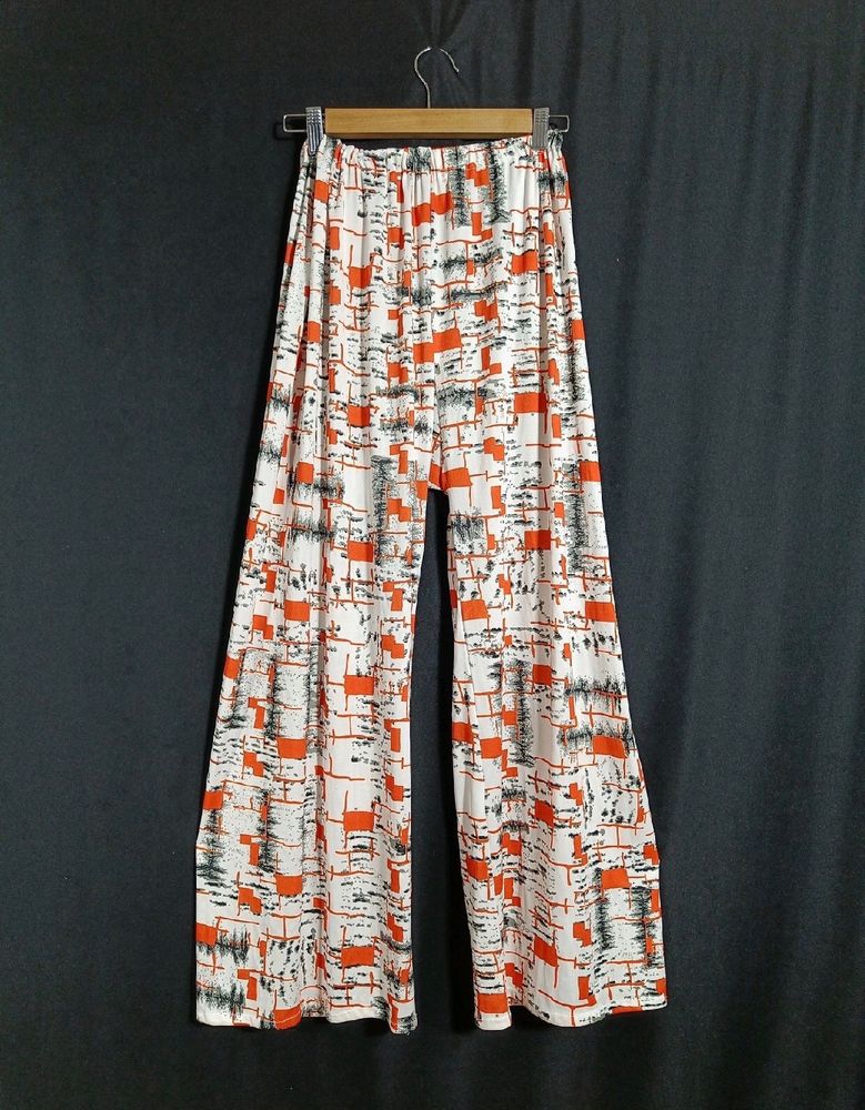 White and Multicolour Casual Pant (Women)