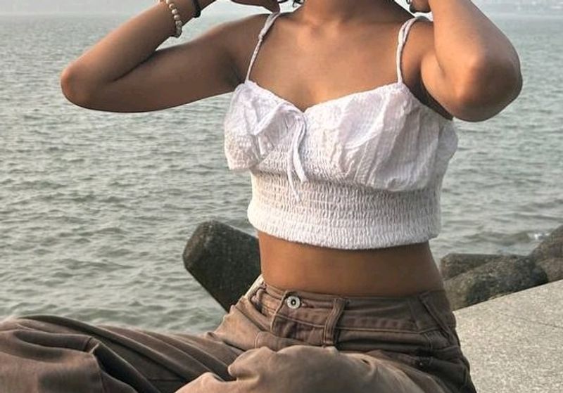 White Cute Stylish CROP TOP