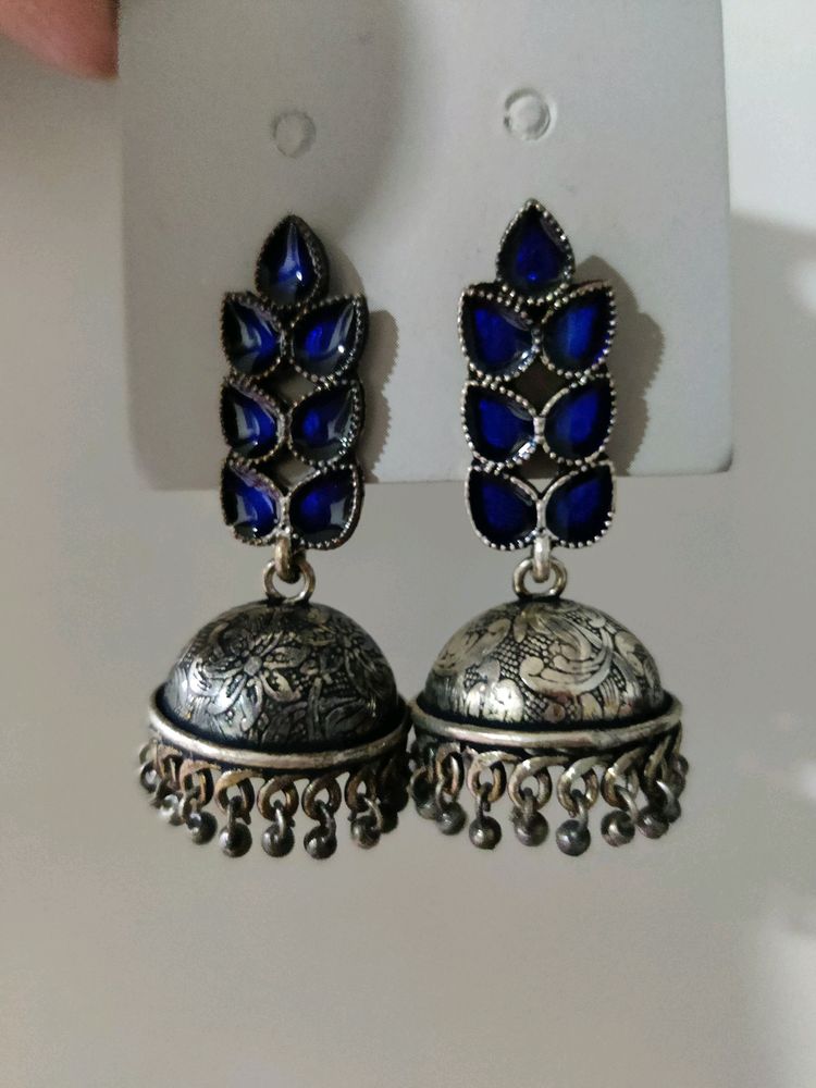 Rangriti Silver Jhumkas