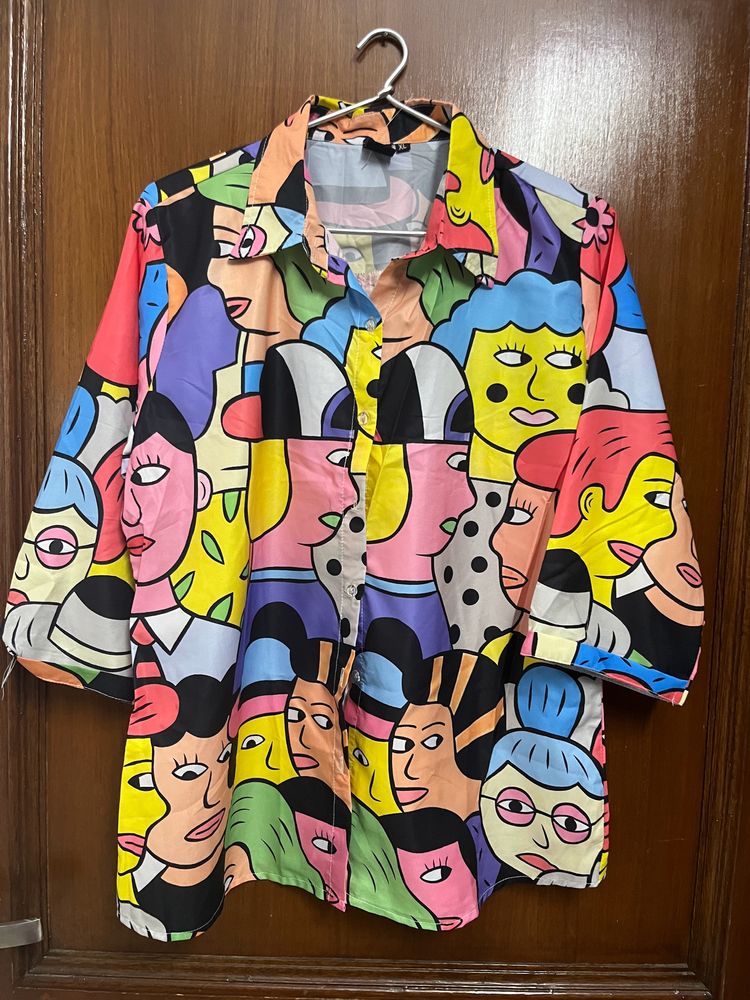 Multicolor Shirt With Face Print 👚