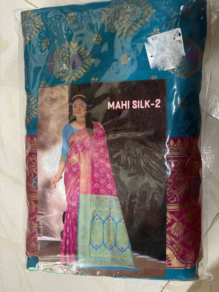 Blue And Pink Saree For Weeding