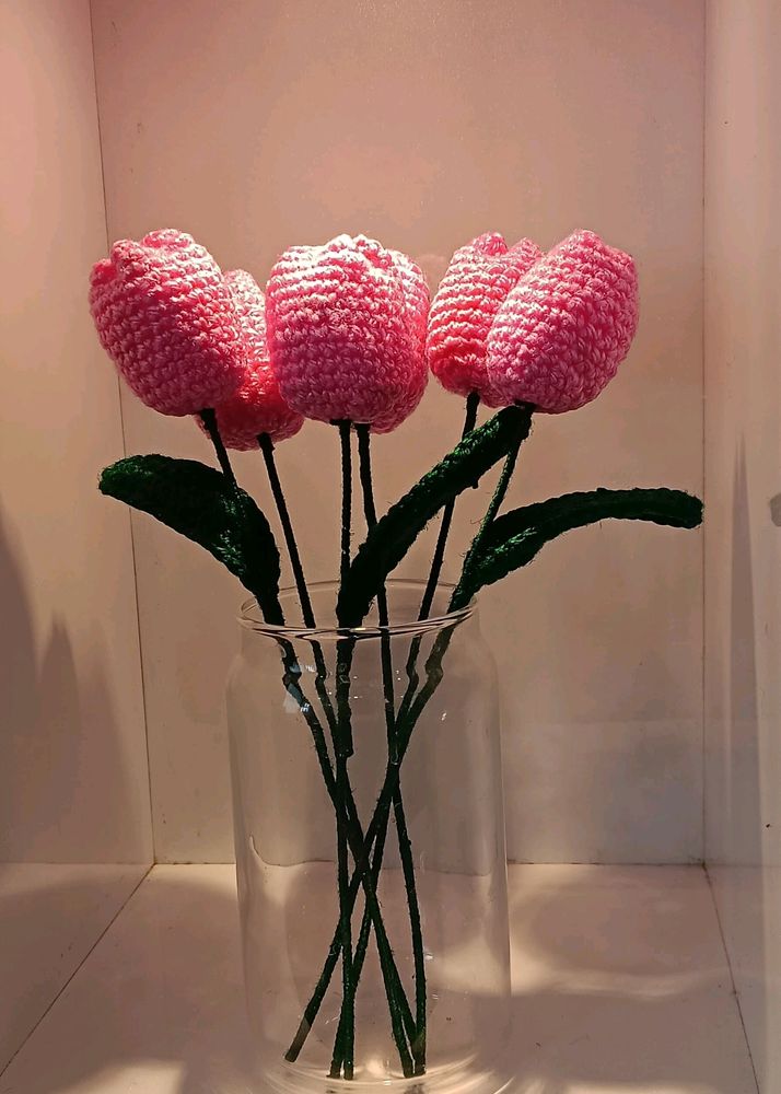 Set Of 6 Crochet Pink Tulips 🌷🩷With Freebie 💖