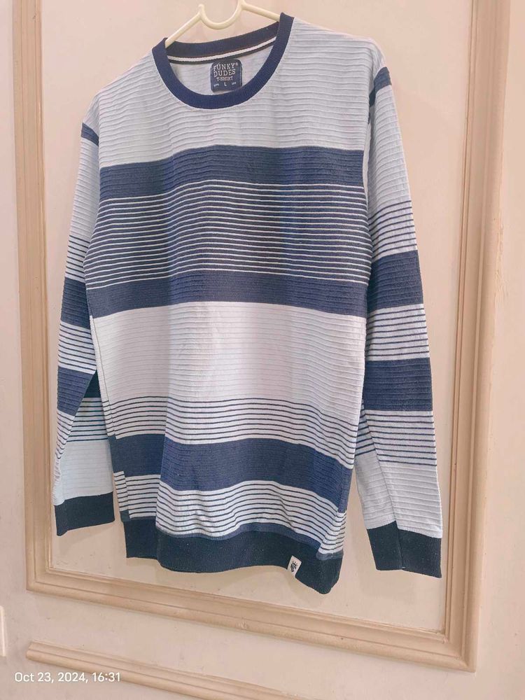 Beautiful Mixed Blue Colour Strip Sweater For Men