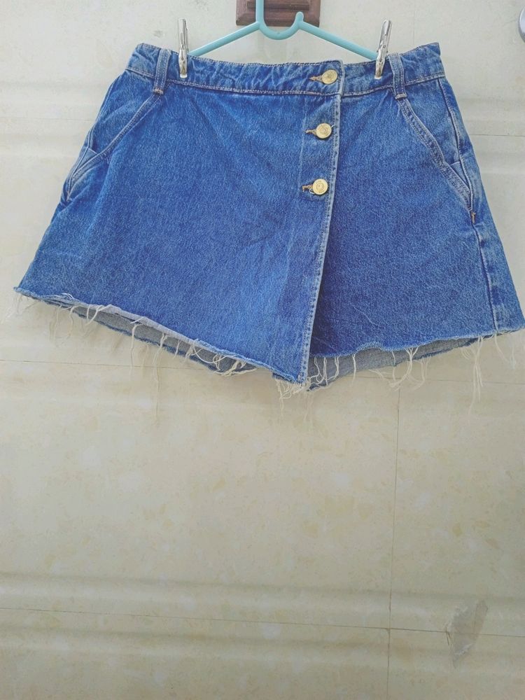 ZARA DENIM CROSSOVER SKORTS FOR WOMEN'S