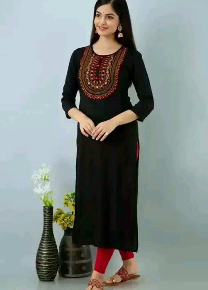 Black Kurti With Embroidery Work