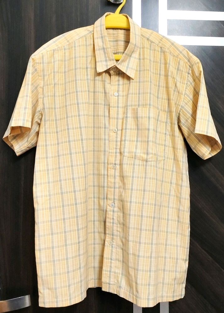 Men Yellow Colour Checked XL Shirt