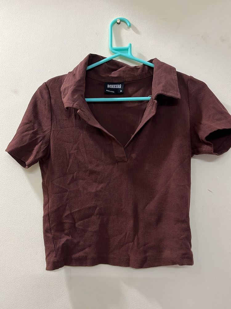 Bonkers Corner Brown Polo Top