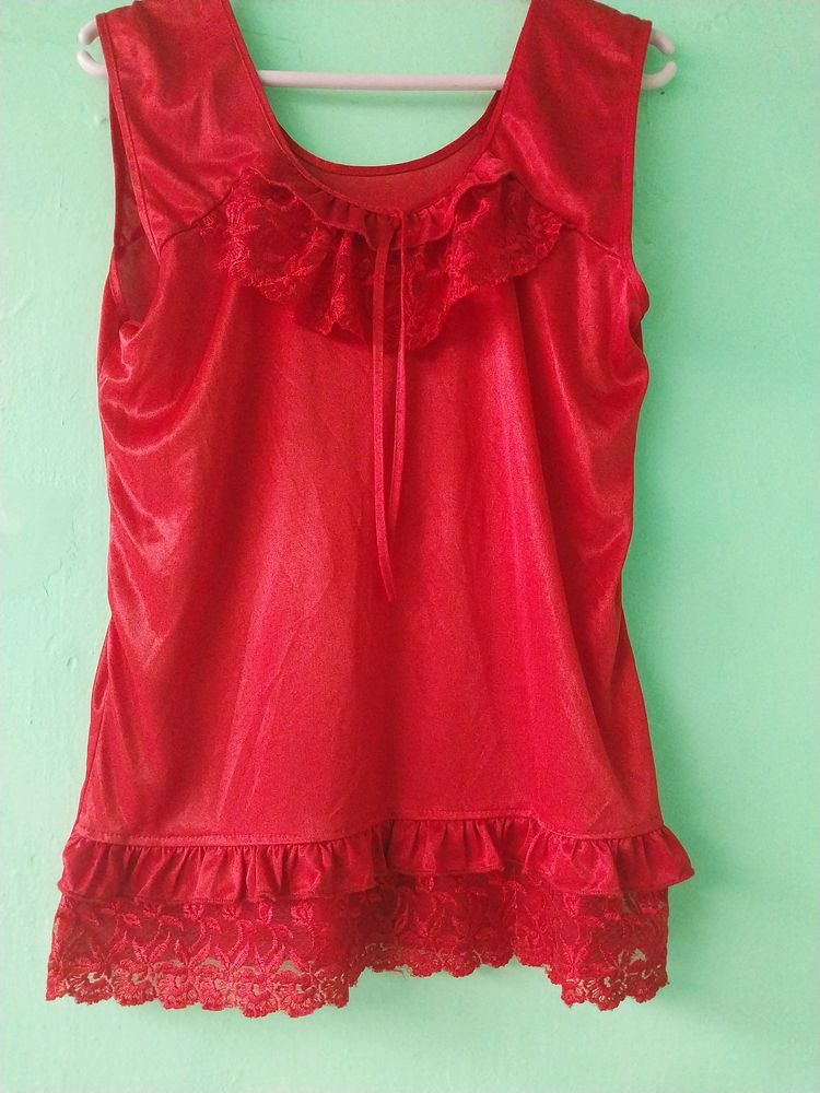 Hot Red 2 Pcs Night Dress