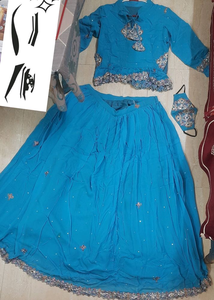 Sky Blue Lengha Choli