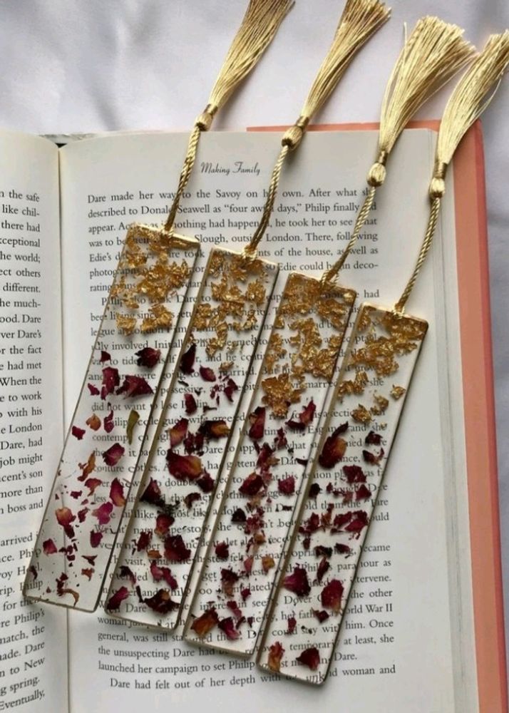 Golden And Rose Petal Book Mark