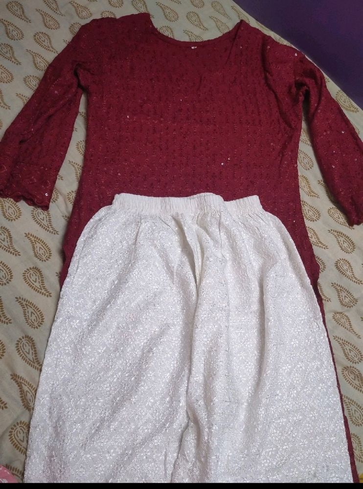 Maroon Kurta With Plazo