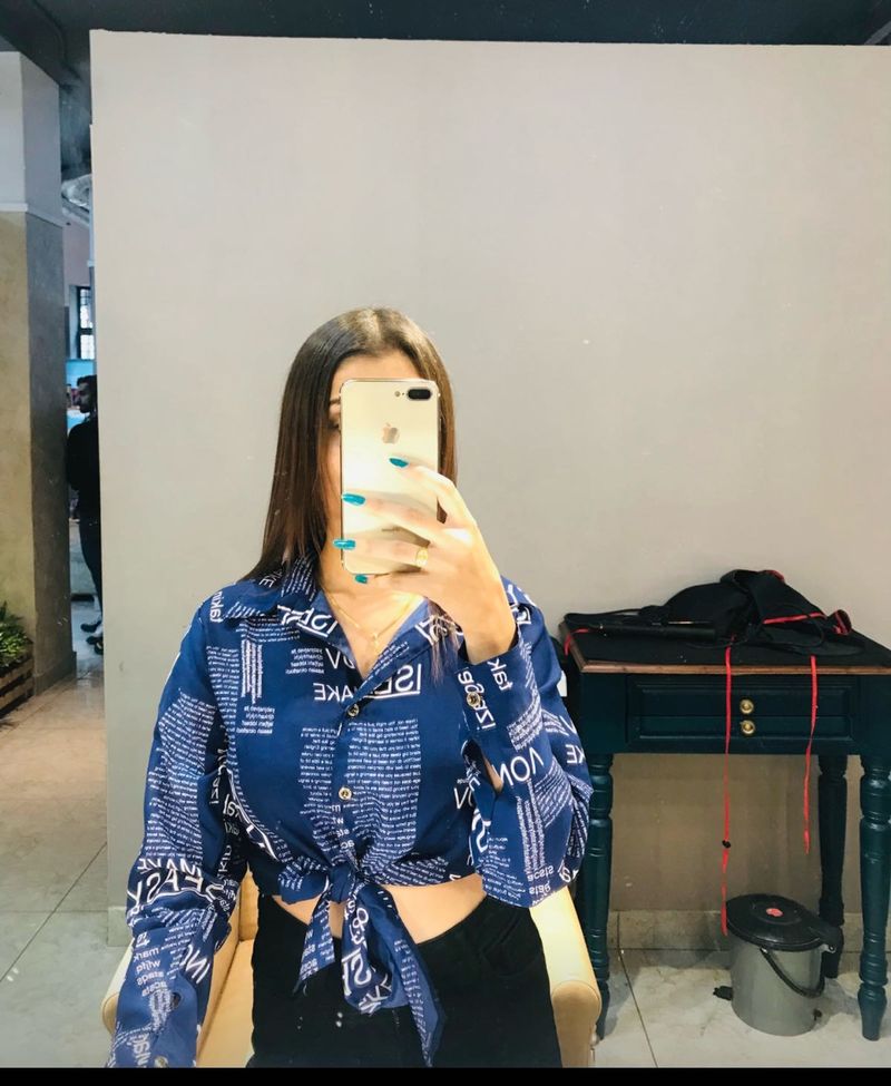 Blue Crop Shirt