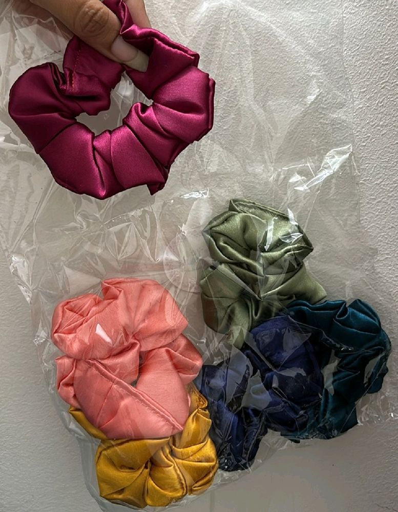 Pack Of 6 Satin Scrunchies