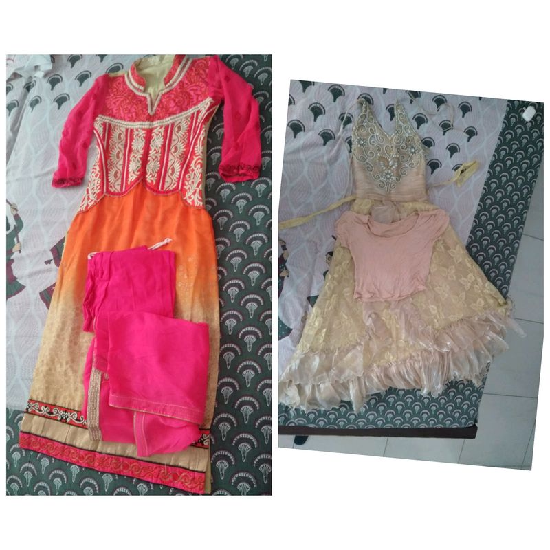 Buy 1 party wear kurta and leggings , Get 1 gown Free