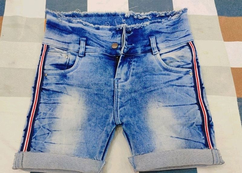 Denim Beautiful Shaded High Waisted Shorts For Girls