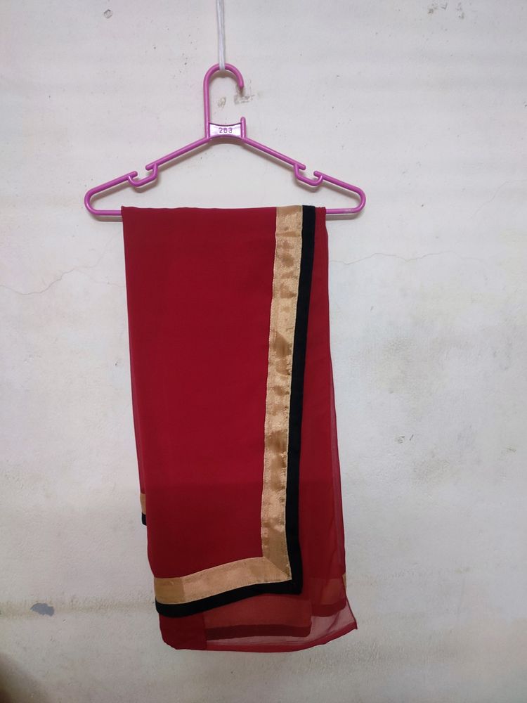 Red Saree With Black Top