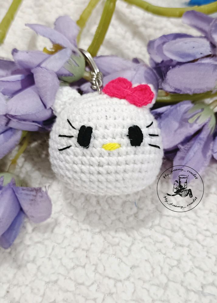 Amigurumi Hellokitty Face Keychain