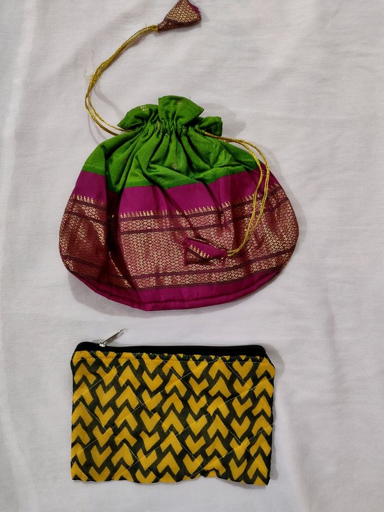 Home Stitched Potli Bag And Small Purse
