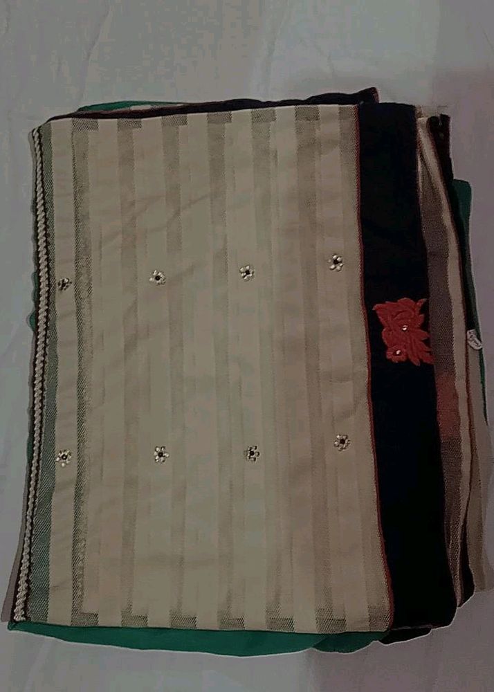 Saree ( Green Nd Cream Colour )