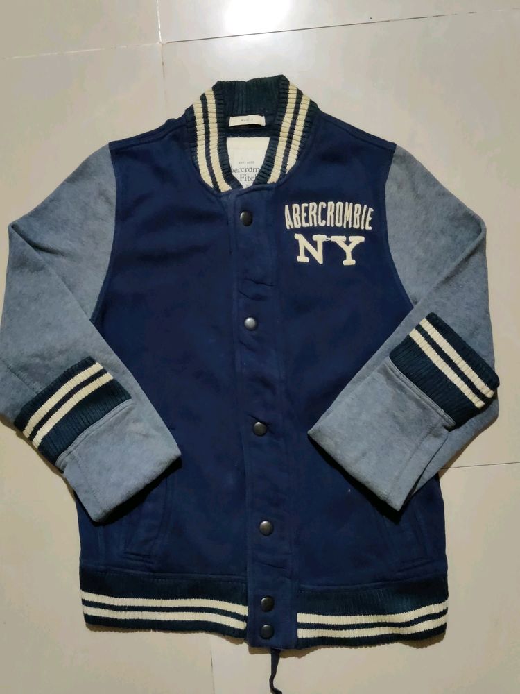 Abercrombie Blue Zipper And Button Varsity