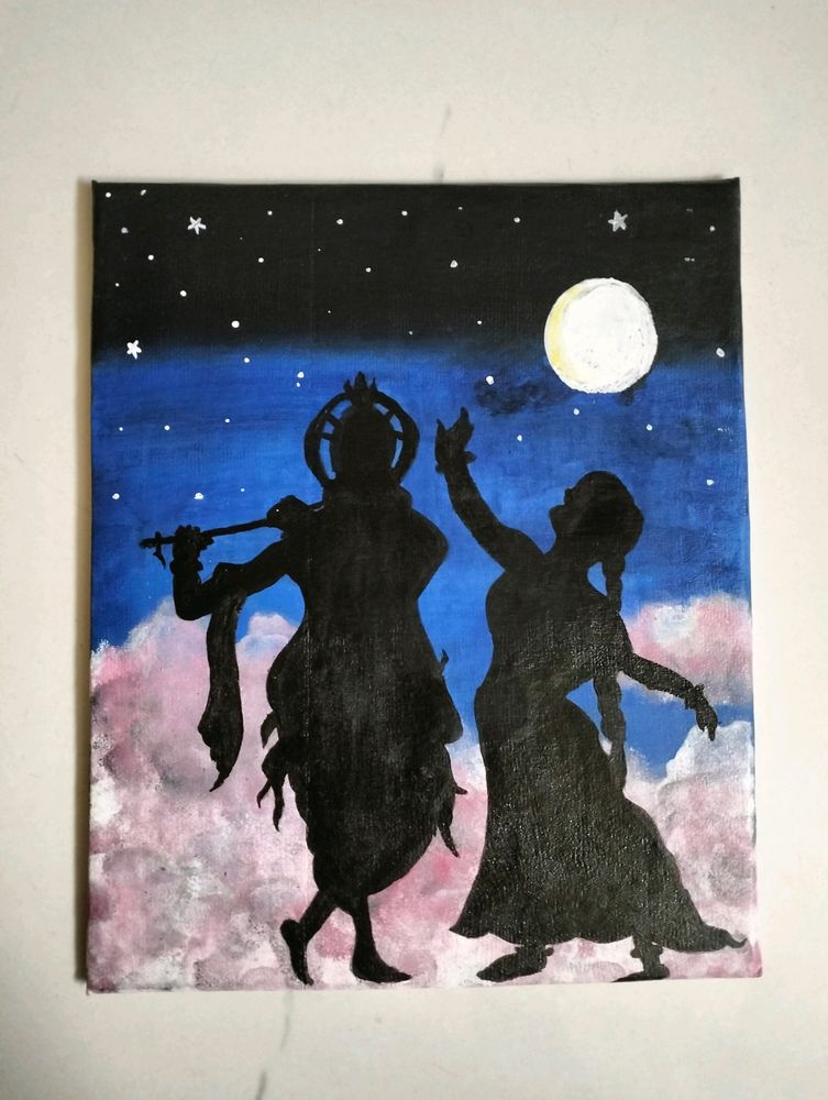 LORD KRISHNA AND RADHA CANVAS PAINTING 🎨