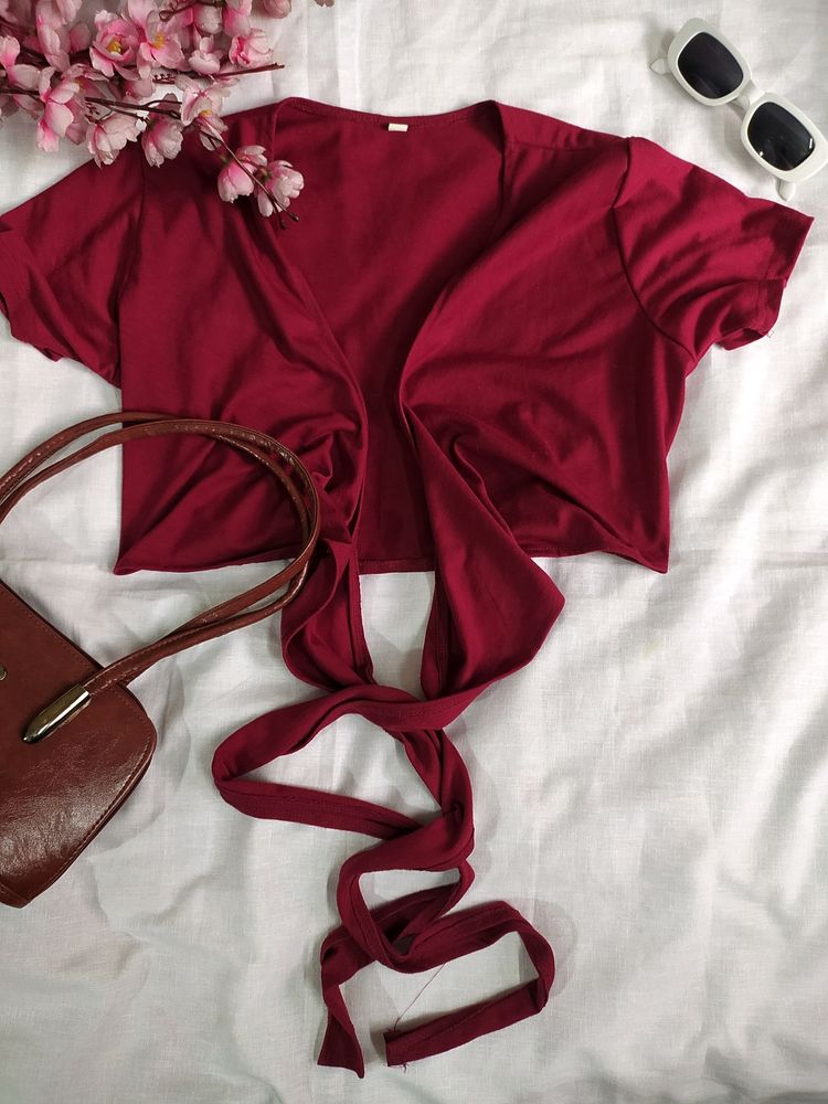 Wrap Up Maroon Top