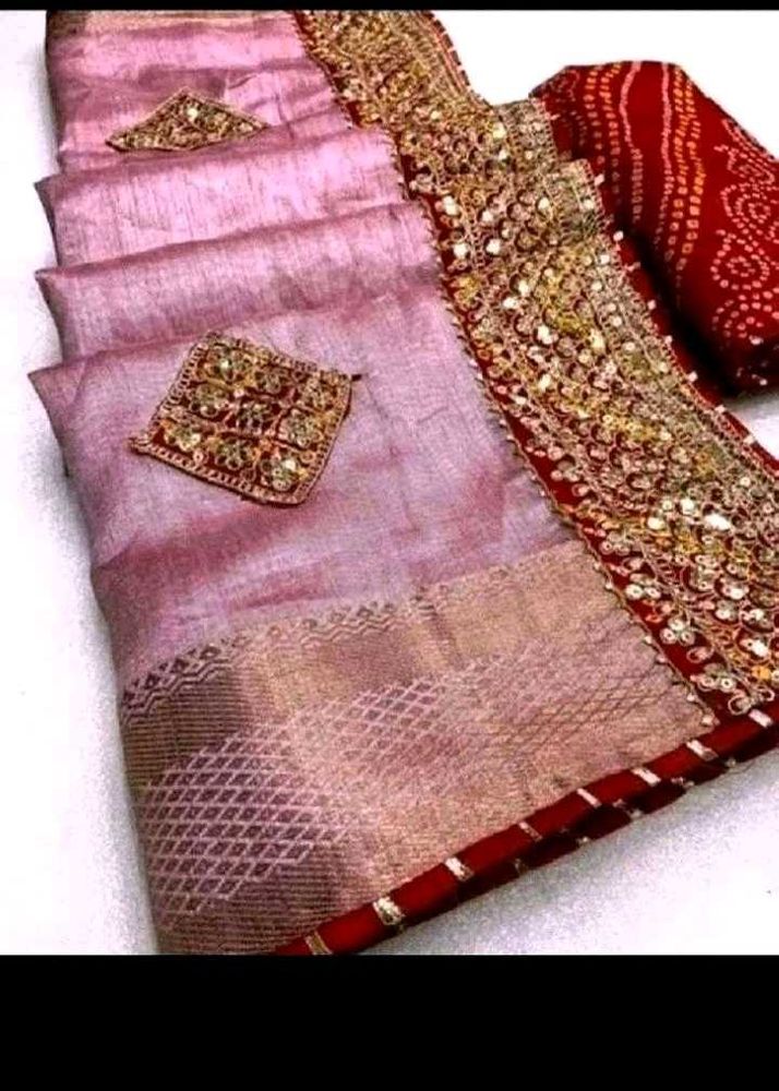 New Cotton Silk Saree With Attached Blouse Piece