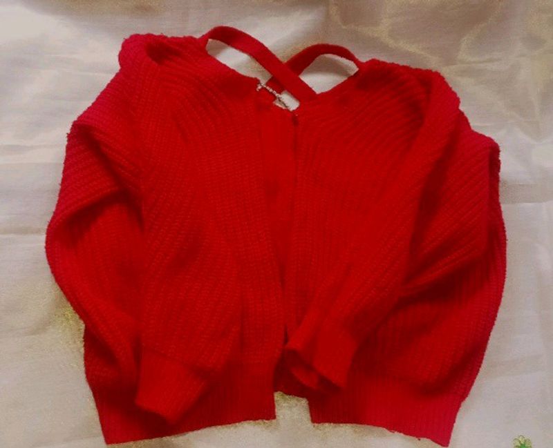 Stylish Red Corchet SHRUG