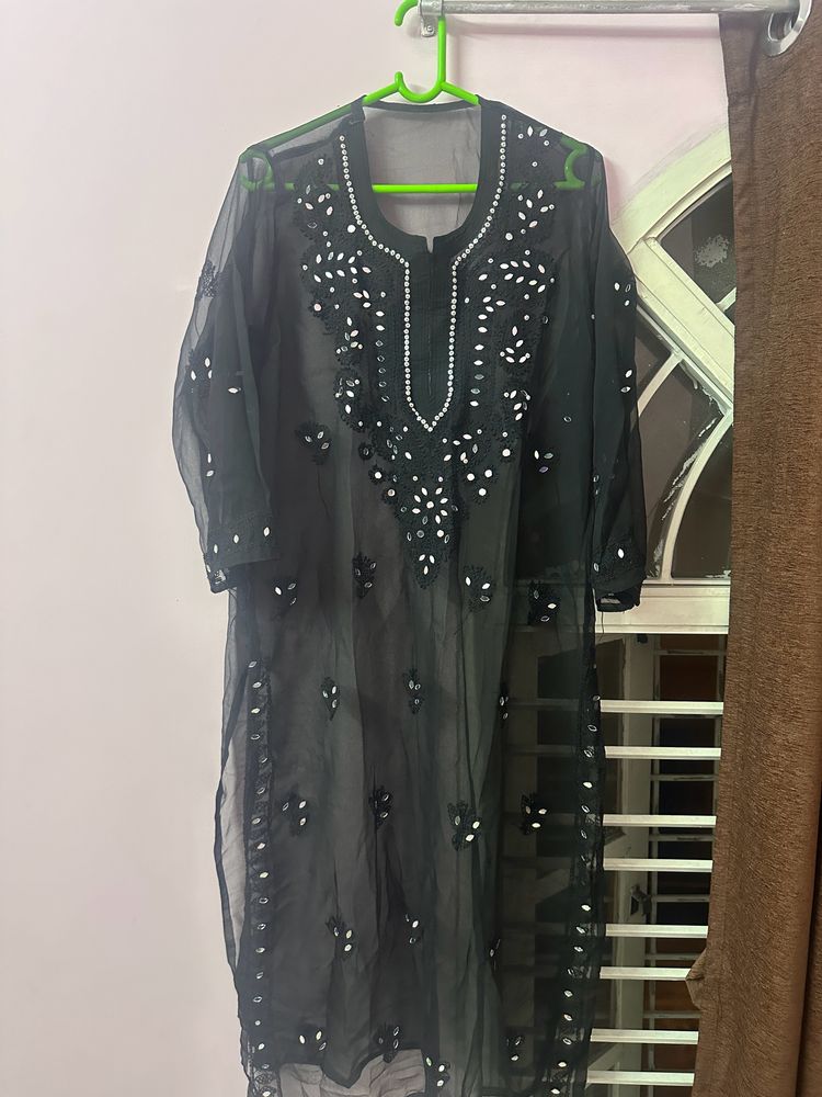 Chikankari net kurti