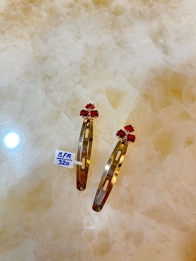 Red Golden Stud Hair Clip