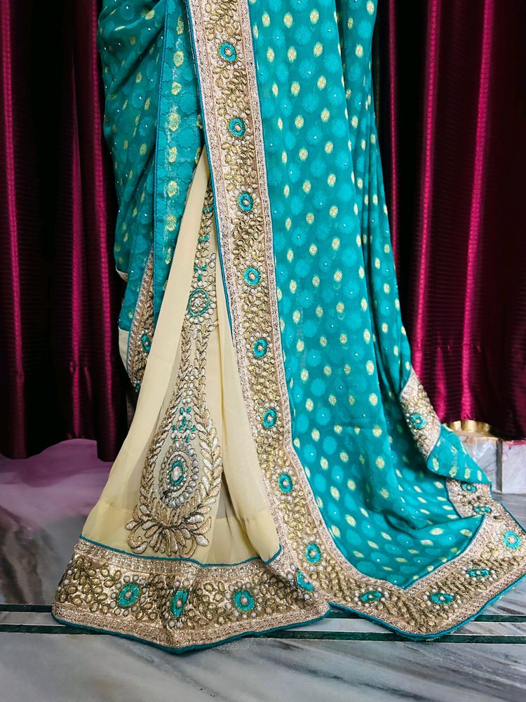 2 Shade Saree With Heavy Border