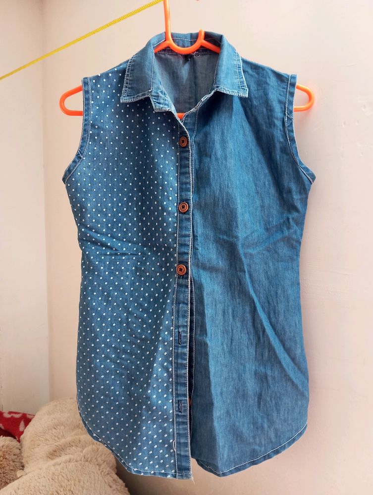 Denim Top Shirt For Teen Girls