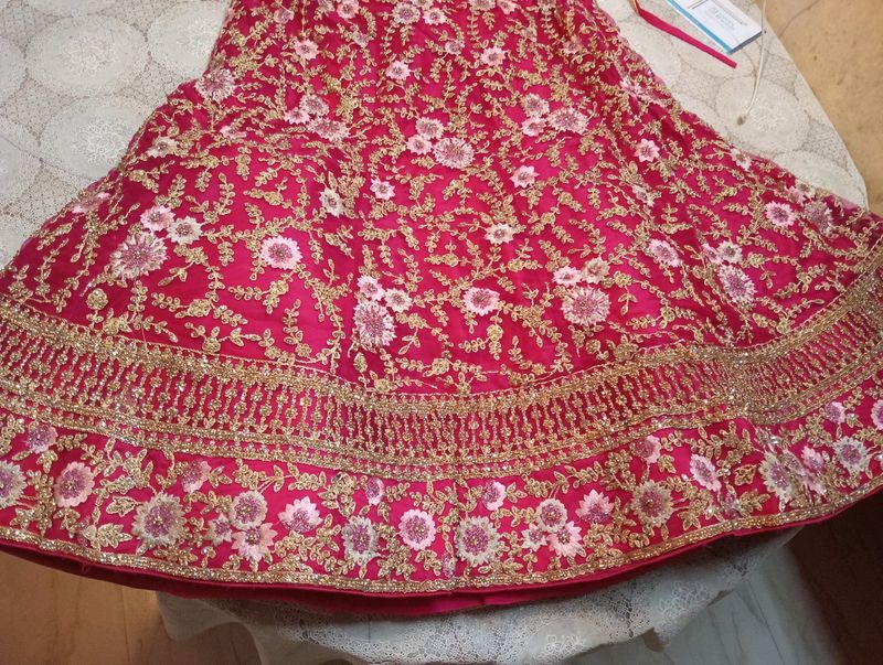 Cherry Pink Heavy Handworked Lahenga