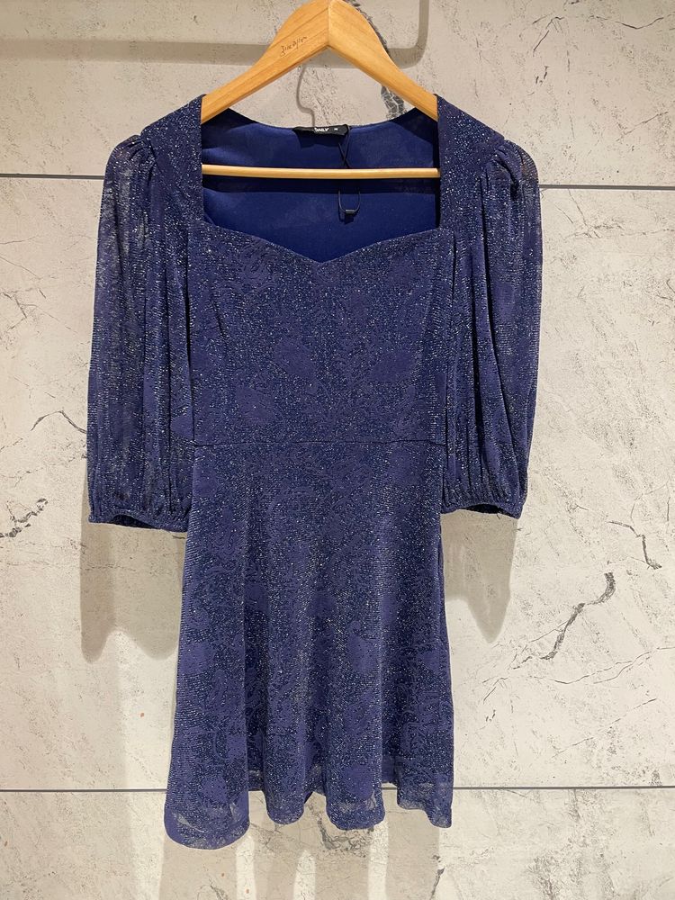 Blue Shimmer Mini Dress From Only