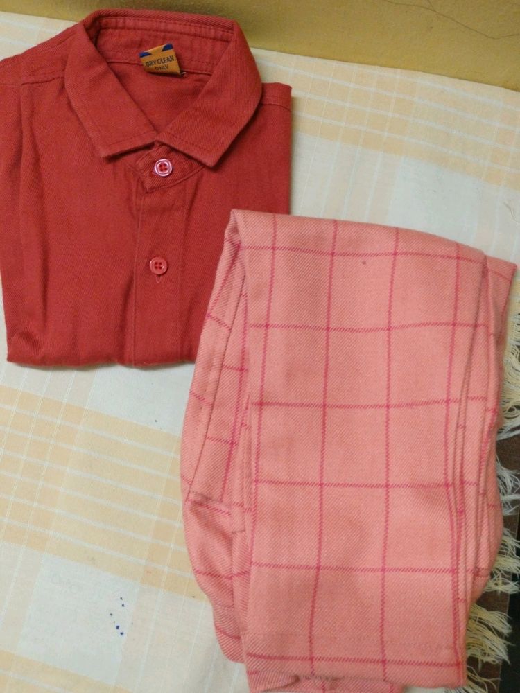 New Rust Colour Shirt And Checked Pant