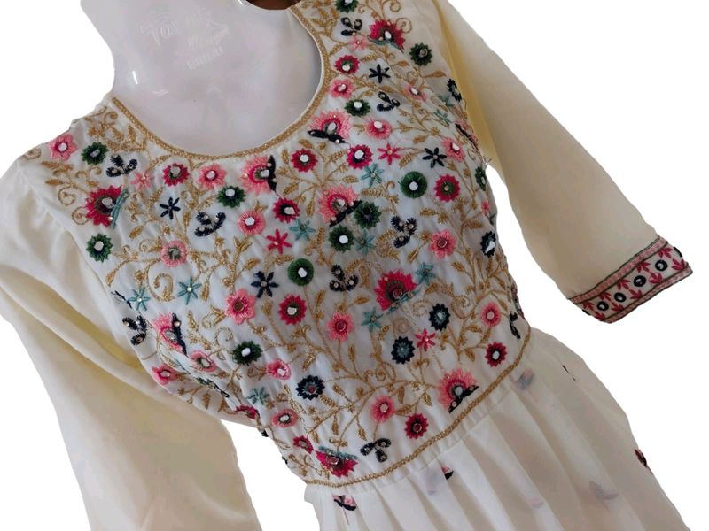 Handwork With Mirror Kurti