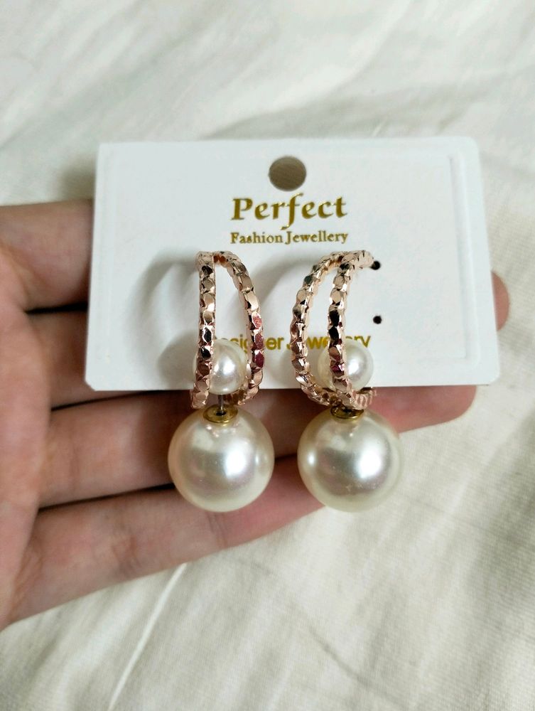 Golden And Pearl Earrings