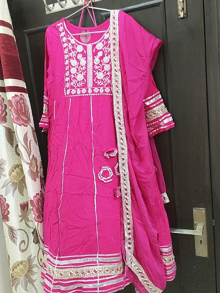 Rose Color Anarkali Set