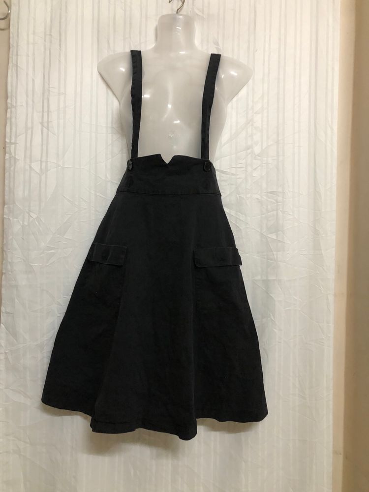 Lindy Bop Black Dungaree Dress Skirt