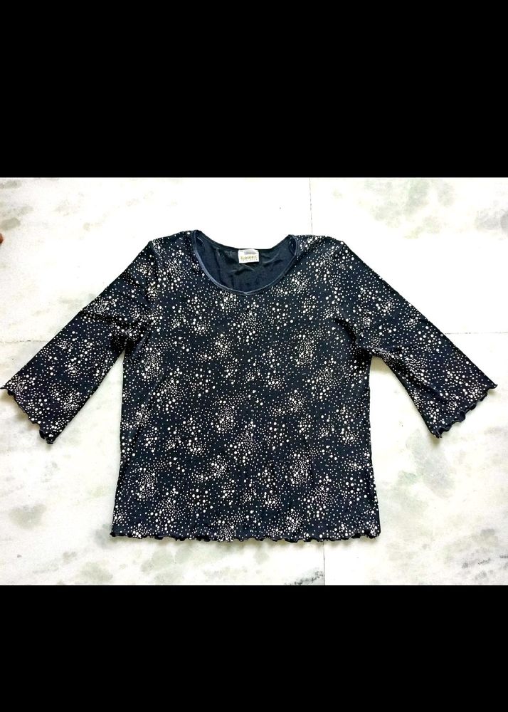 (SALE )Cream Polka Dot Black Top For Women's