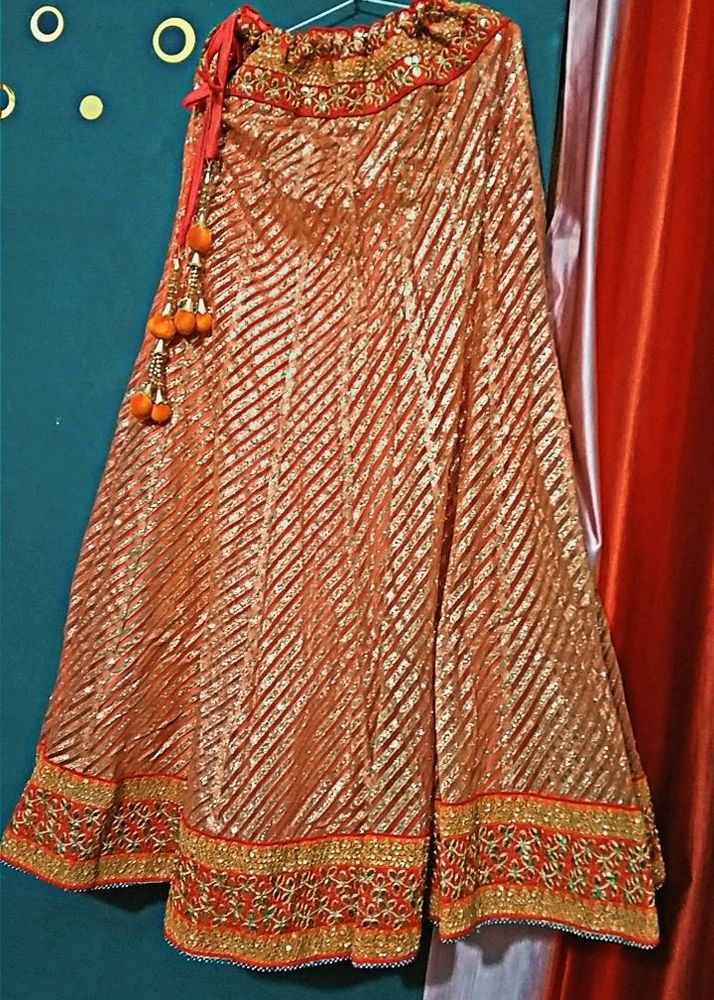 Price Reduced 🌟 Organge Heavy Lehenga Skirt✨