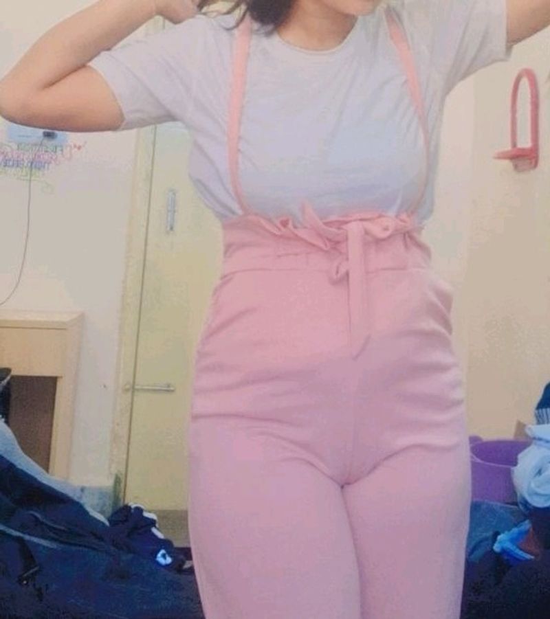 Pink Cute Dungaree For Women