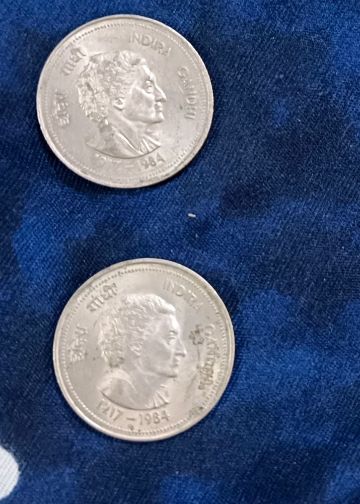 5 Ruppee Indira Gandhi Logo Coin