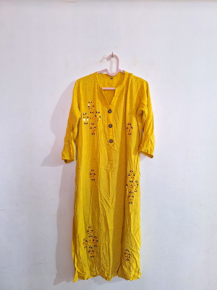 Rayon Mustard Yellow Kurta