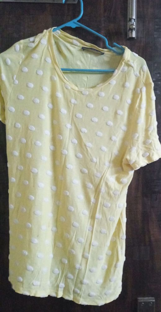 mark spencer yellow polka dot top