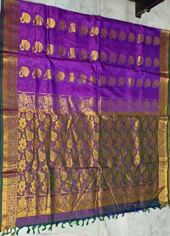 Violet And Green Silk Saree