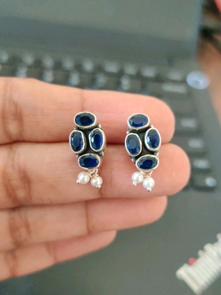 92.5 Silver Sapphire Studs