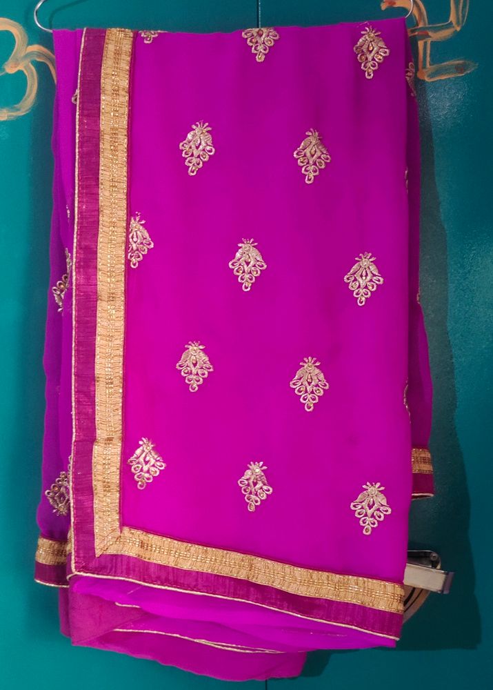 💗Saree With Stitched Blouse Pink