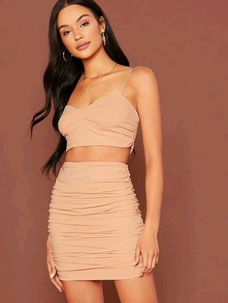 Urbanic beige co ord ruched set